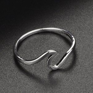 ✨4 for $15✨ Stainless Steel Simple Design Sea Wave Ring Ocean Surf Alloy Silver